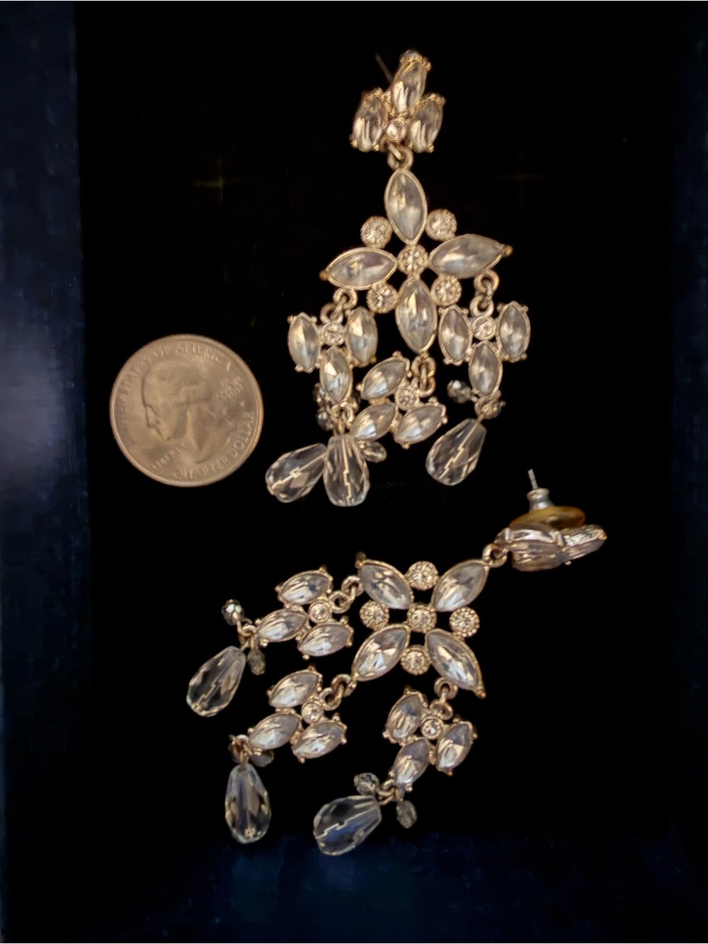 Gold/silver-Tone Crystal Chandelier Earrings - Clear/Gold/silver